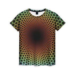 Женская футболка 3D с принтом Погружение в бездну в Санкт-Петербурге, 100% полиэфир ( синтетическое хлопкоподобное полотно) | прямой крой, круглый вырез горловины, длина до линии бедер | гипноз | движение | обман зрения | оптическая иллюзия | погружение | текстура | фокус