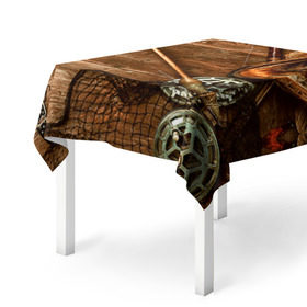 Скатерть 3D с принтом Рыбацкий стол в Санкт-Петербурге, 100% полиэстер (ткань не мнется и не растягивается) | Размер: 150*150 см | грузило | карась | лодка | окунь | природа | река | рыбак | рыболов | снасти | туризм | щука