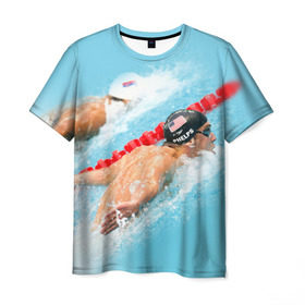 Мужская футболка 3D с принтом Michael Phelps в Санкт-Петербурге, 100% полиэфир | прямой крой, круглый вырез горловины, длина до линии бедер | фелпс