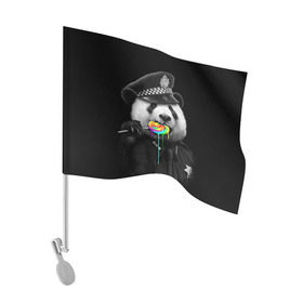 Флаг для автомобиля с принтом Панда и карамель в Санкт-Петербурге, 100% полиэстер | Размер: 30*21 см | панда | черно белый
