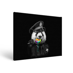 Холст прямоугольный с принтом Панда и карамель в Санкт-Петербурге, 100% ПВХ |  | Тематика изображения на принте: панда | черно белый