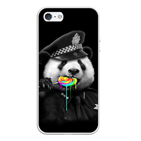 Чехол для iPhone 5/5S матовый с принтом Панда и карамель в Санкт-Петербурге, Силикон | Область печати: задняя сторона чехла, без боковых панелей | панда | черно белый