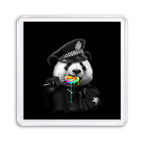 Магнит 55*55 с принтом Панда и карамель в Санкт-Петербурге, Пластик | Размер: 65*65 мм; Размер печати: 55*55 мм | панда | черно белый