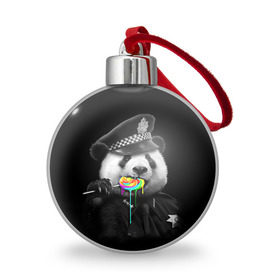 Ёлочный шар с принтом Панда и карамель в Санкт-Петербурге, Пластик | Диаметр: 77 мм | панда | черно белый