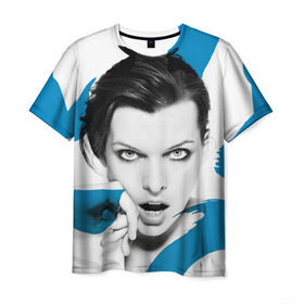Мужская футболка 3D с принтом Милла Йовович в Санкт-Петербурге, 100% полиэфир | прямой крой, круглый вырез горловины, длина до линии бедер | milla jovovich | американская актриса | милла йовович | модель | модельер | музыкант