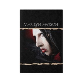 Обложка для паспорта матовая кожа с принтом Мэрилин Мэнсон в Санкт-Петербурге, натуральная матовая кожа | размер 19,3 х 13,7 см; прозрачные пластиковые крепления | мэрилин мэнсон