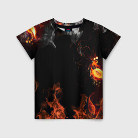 Детская футболка 3D с принтом Огонь в Санкт-Петербурге, 100% гипоаллергенный полиэфир | прямой крой, круглый вырез горловины, длина до линии бедер, чуть спущенное плечо, ткань немного тянется | red | абстракция | арт | дым | новые | огонь | прикольные