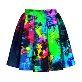 Детская юбка-солнце 3D с принтом Пятна краски в Санкт-Петербурге, 100% полиэстер | Эластичный пояс, крупные складки | гранж | краска | новые | прикольные | текстуры | цветные
