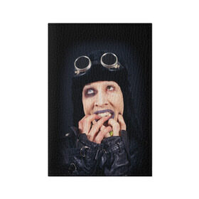 Обложка для паспорта матовая кожа с принтом Мэрилин Мэнсон в Санкт-Петербурге, натуральная матовая кожа | размер 19,3 х 13,7 см; прозрачные пластиковые крепления | мэрилин мэнсон