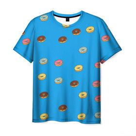 Мужская футболка 3D с принтом Пончики в Санкт-Петербурге, 100% полиэфир | прямой крой, круглый вырез горловины, длина до линии бедер | donut | гомер | еда | пончики | симпсон | фаст