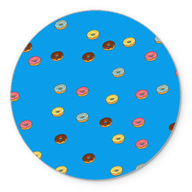 Коврик круглый с принтом Пончики в Санкт-Петербурге, резина и полиэстер | круглая форма, изображение наносится на всю лицевую часть | donut | гомер | еда | пончики | симпсон | фаст
