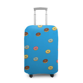 Чехол для чемодана 3D с принтом Пончики в Санкт-Петербурге, 86% полиэфир, 14% спандекс | двустороннее нанесение принта, прорези для ручек и колес | donut | гомер | еда | пончики | симпсон | фаст