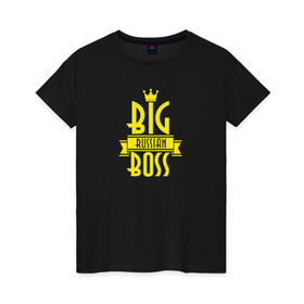Женская футболка хлопок с принтом Big Russian Boss в Санкт-Петербурге, 100% хлопок | прямой крой, круглый вырез горловины, длина до линии бедер, слегка спущенное плечо | bigg | trap | биг | босс | рашн | рэп | трап | треп | трэп