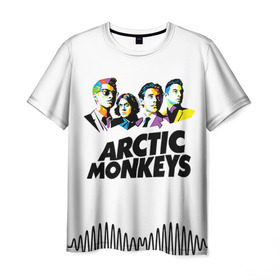 Мужская футболка 3D с принтом Arctic Monkeys 2 в Санкт-Петербурге, 100% полиэфир | прямой крой, круглый вырез горловины, длина до линии бедер | am | arctic | arctic monkeys | monkeys | rock | алекс тёрнер | амы | арктические мартышки | джейми кук | мартышки | мэтт хелдерс. ам | ник омэлли | ник о’мэлли | рок