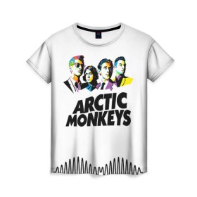 Женская футболка 3D с принтом Arctic Monkeys 2 в Санкт-Петербурге, 100% полиэфир ( синтетическое хлопкоподобное полотно) | прямой крой, круглый вырез горловины, длина до линии бедер | am | arctic | arctic monkeys | monkeys | rock | алекс тёрнер | амы | арктические мартышки | джейми кук | мартышки | мэтт хелдерс. ам | ник омэлли | ник о’мэлли | рок