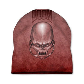 Шапка 3D с принтом Демон (Doom classic) в Санкт-Петербурге, 100% полиэстер | универсальный размер, печать по всей поверхности изделия | розовый | скелет | череп