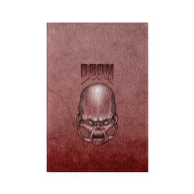 Обложка для паспорта матовая кожа с принтом Демон (Doom classic) в Санкт-Петербурге, натуральная матовая кожа | размер 19,3 х 13,7 см; прозрачные пластиковые крепления | розовый | скелет | череп