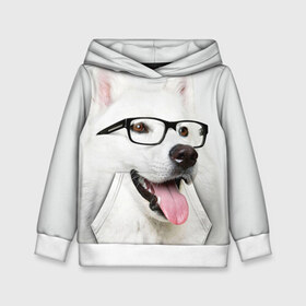Детская толстовка 3D с принтом Собака в очках в Санкт-Петербурге, 100% полиэстер | двухслойный капюшон со шнурком для регулировки, мягкие манжеты на рукавах и по низу толстовки, спереди карман-кенгуру с мягким внутренним слоем | домашнее | животное | очки | пес | прикол | собака в очках | умный | ученый