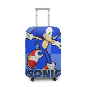 Чехол для чемодана 3D с принтом Sonic The-Hedgehog в Санкт-Петербурге, 86% полиэфир, 14% спандекс | двустороннее нанесение принта, прорези для ручек и колес | sega sonic