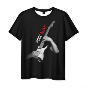 Мужская футболка 3D с принтом Рок жив (rock alive) в Санкт-Петербурге, 100% полиэфир | прямой крой, круглый вырез горловины, длина до линии бедер | rock | рок | рок жив | русский рок