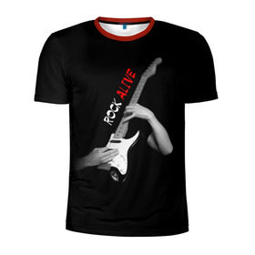 Мужская футболка 3D спортивная с принтом Рок жив (rock alive) в Санкт-Петербурге, 100% полиэстер с улучшенными характеристиками | приталенный силуэт, круглая горловина, широкие плечи, сужается к линии бедра | rock | рок | рок жив | русский рок