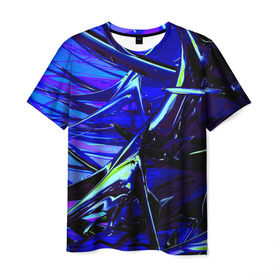 Мужская футболка 3D с принтом Острые шипы в Санкт-Петербурге, 100% полиэфир | прямой крой, круглый вырез горловины, длина до линии бедер | Тематика изображения на принте: колючки | металл | прикольные | синие | текстуры | шипы