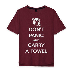 Мужская футболка хлопок Oversize с принтом Dont panic в Санкт-Петербурге, 100% хлопок | свободный крой, круглый ворот, “спинка” длиннее передней части | автостопом по галактике