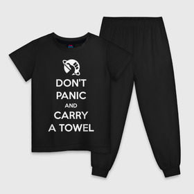 Детская пижама хлопок с принтом Dont panic в Санкт-Петербурге, 100% хлопок |  брюки и футболка прямого кроя, без карманов, на брюках мягкая резинка на поясе и по низу штанин
 | автостопом по галактике