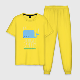 Мужская пижама хлопок с принтом Автостопом в Санкт-Петербурге, 100% хлопок | брюки и футболка прямого кроя, без карманов, на брюках мягкая резинка на поясе и по низу штанин
 | автостопом по галактике | кит
