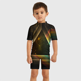 Детский купальный костюм 3D с принтом Triangle в Санкт-Петербурге, Полиэстер 85%, Спандекс 15% | застежка на молнии на спине | pink floyd