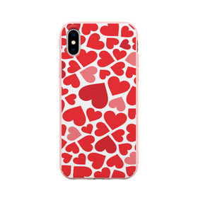 Чехол для Apple iPhone X силиконовый матовый с принтом Сердечки в Санкт-Петербурге, Силикон | Печать на задней стороне чехла, без боковой панели | девушка | любовь | сердечко | сердце