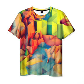 Мужская футболка 3D с принтом Острые шипы в Санкт-Петербурге, 100% полиэфир | прямой крой, круглый вырез горловины, длина до линии бедер | абстракт | абстракции | кубики | острые | ромбики | текстуры