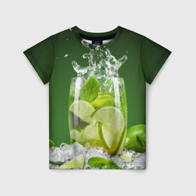 Детская футболка 3D с принтом Коктейль в Санкт-Петербурге, 100% гипоаллергенный полиэфир | прямой крой, круглый вырез горловины, длина до линии бедер, чуть спущенное плечо, ткань немного тянется | cocktail | коктель | кола | напиток | спрайт | фреш
