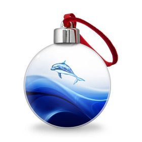 Ёлочный шар с принтом Дельфин в Санкт-Петербурге, Пластик | Диаметр: 77 мм | Тематика изображения на принте: дельфин | море | рыбка