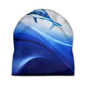 Шапка 3D с принтом Дельфин в Санкт-Петербурге, 100% полиэстер | универсальный размер, печать по всей поверхности изделия | дельфин | море | рыбка