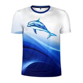 Мужская футболка 3D спортивная с принтом Дельфин в Санкт-Петербурге, 100% полиэстер с улучшенными характеристиками | приталенный силуэт, круглая горловина, широкие плечи, сужается к линии бедра | дельфин | море | рыбка