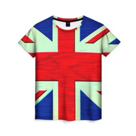 Женская футболка 3D с принтом Англия в Санкт-Петербурге, 100% полиэфир ( синтетическое хлопкоподобное полотно) | прямой крой, круглый вырез горловины, длина до линии бедер | англия | модные | популярные | прикольные | стена | флаг