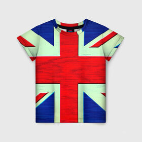 Детская футболка 3D с принтом Англия в Санкт-Петербурге, 100% гипоаллергенный полиэфир | прямой крой, круглый вырез горловины, длина до линии бедер, чуть спущенное плечо, ткань немного тянется | Тематика изображения на принте: англия | модные | популярные | прикольные | стена | флаг