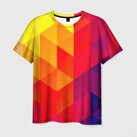 Мужская футболка 3D с принтом Trianse в Санкт-Петербурге, 100% полиэфир | прямой крой, круглый вырез горловины, длина до линии бедер | Тематика изображения на принте: new | красный | прикольные | ромб | текстуры | треугольник