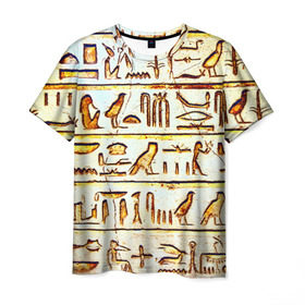 Мужская футболка 3D с принтом Иероглифы в Санкт-Петербурге, 100% полиэфир | прямой крой, круглый вырез горловины, длина до линии бедер | египет | иероглифы | история | страны | цевилизация