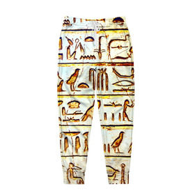 Мужские брюки 3D с принтом Иероглифы в Санкт-Петербурге, 100% полиэстер | манжеты по низу, эластичный пояс регулируется шнурком, по бокам два кармана без застежек, внутренняя часть кармана из мелкой сетки | египет | иероглифы | история | страны | цевилизация