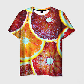 Мужская футболка 3D с принтом Цитрус в Санкт-Петербурге, 100% полиэфир | прямой крой, круглый вырез горловины, длина до линии бедер | апельсин | фрукты | цитрус