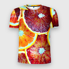 Мужская футболка 3D спортивная с принтом Цитрус в Санкт-Петербурге, 100% полиэстер с улучшенными характеристиками | приталенный силуэт, круглая горловина, широкие плечи, сужается к линии бедра | апельсин | фрукты | цитрус