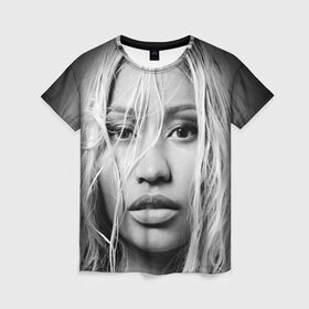 Женская футболка 3D с принтом Ники Минаж в Санкт-Петербурге, 100% полиэфир ( синтетическое хлопкоподобное полотно) | прямой крой, круглый вырез горловины, длина до линии бедер | onika tanya maraj | автор исполнитель | актриса | американская | ники минаж | певица | рэпер