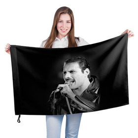 Флаг 3D с принтом Фредди Меркьюри в Санкт-Петербурге, 100% полиэстер | плотность ткани — 95 г/м2, размер — 67 х 109 см. Принт наносится с одной стороны | freddie mercury | queen. | автор песен | британский | вокалист | певец | рок группа | фредди меркьюри
