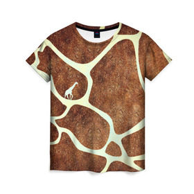 Женская футболка 3D с принтом Жирафик в Санкт-Петербурге, 100% полиэфир ( синтетическое хлопкоподобное полотно) | прямой крой, круглый вырез горловины, длина до линии бедер | жираф | жирафик | текстуры