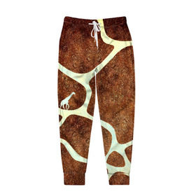 Мужские брюки 3D с принтом Жирафик в Санкт-Петербурге, 100% полиэстер | манжеты по низу, эластичный пояс регулируется шнурком, по бокам два кармана без застежек, внутренняя часть кармана из мелкой сетки | Тематика изображения на принте: жираф | жирафик | текстуры