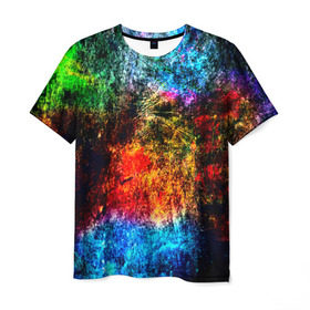 Мужская футболка 3D с принтом Краска в Санкт-Петербурге, 100% полиэфир | прямой крой, круглый вырез горловины, длина до линии бедер | Тематика изображения на принте: краска | одежда | потертости | прикольные