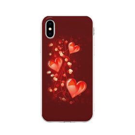 Чехол для Apple iPhone X силиконовый матовый с принтом Сердца в Санкт-Петербурге, Силикон | Печать на задней стороне чехла, без боковой панели | love is | девушкам | любовь | сердца