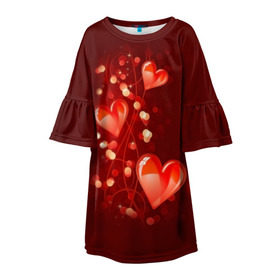 Детское платье 3D с принтом Сердца в Санкт-Петербурге, 100% полиэстер | прямой силуэт, чуть расширенный к низу. Круглая горловина, на рукавах — воланы | love is | девушкам | любовь | сердца
